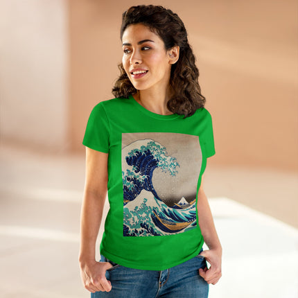 The Great Wave off Kanagawa by Katsushika Hokusai Women's Midweight Cotton Tee