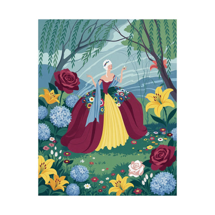 🌺👑 The Lady Of The Grand Flower Garden Matte Vertical Poster – Art Deco Floral Elegance