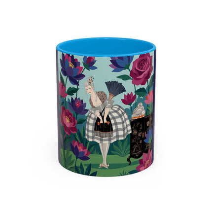 The Lady Of The Lotus Garden Colorful Mugs – Art Deco Botanical Elegance