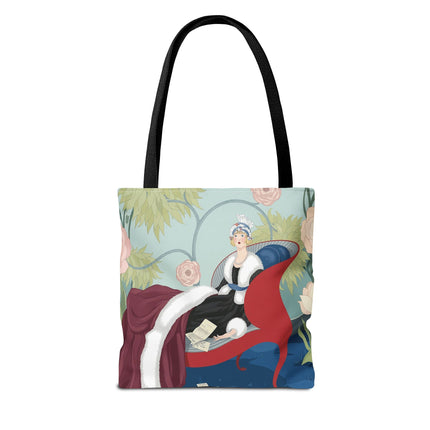 💌🌸 The Lady Of The Secret Letters Tote Bag – Art Deco Floral Elegance
