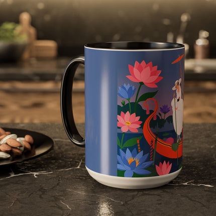 The Lady Of The Lotus Voyage Colorful Mugs – Art Deco Botanical Elegance