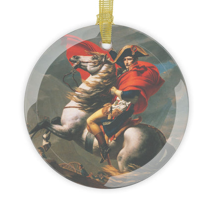 Napoleon Crossing the Alps by Jacques-Louis David Glass Ornament