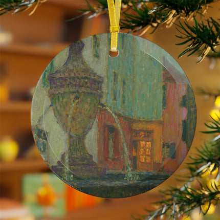 La Fontaine, Saint-Paul De Vence by Henri Le Sidaner Glass Ornament