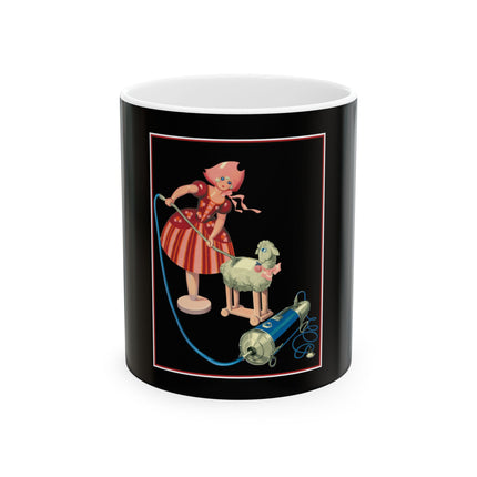 Whimsical Vacuuming Adventures: Mary and Her Lamb Ceramic Mug 11oz