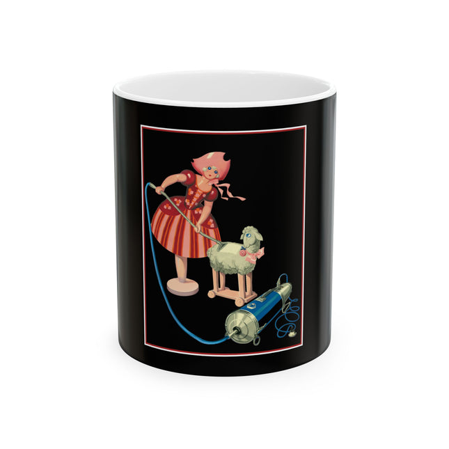 Whimsical Vacuuming Adventures: Mary and Her Lamb Ceramic Mug 11oz