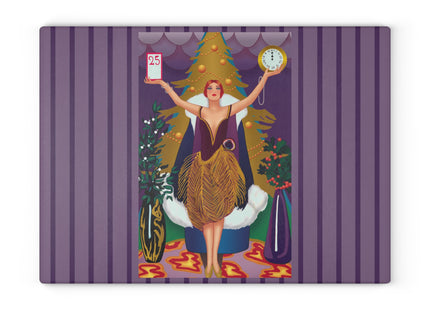Countdown to Christmas Elegance Glass Cutting Board