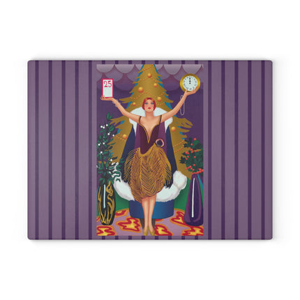 Countdown to Christmas Elegance Glass Cutting Board