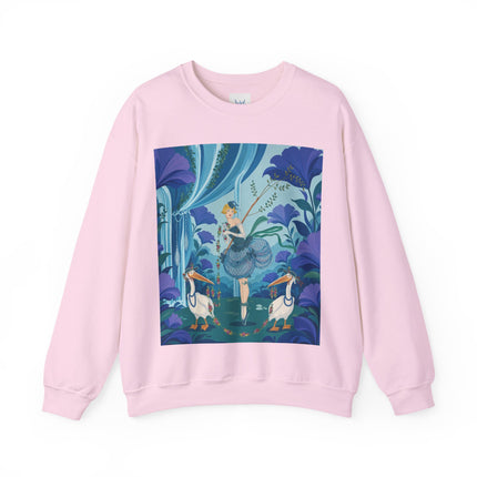 🪶🌺 The Pelican Garden Dance Crewneck Sweatshirt – Art Deco Botanical Whimsy
