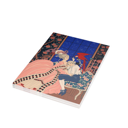 🌹🦜 The Scarlet Parrot At Midnight Postcard Bundles – Art Deco Romantic Elegance