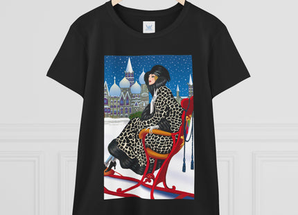 Elegant Winter Woman in Sleigh Women's Midweight Cotton Tee