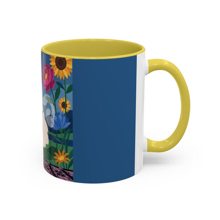 The Lady Of The Golden Parasol Colorful Mugs – Art Deco Botanical Elegance