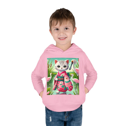 Geisha Kitten Strolls Among the Spoonbills Toddler Pullover Fleece Hoodie
