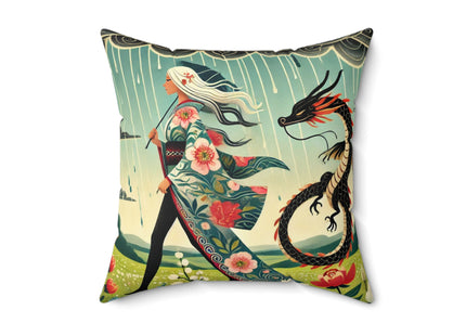 The Dragon Fairy’s Stride Spun Polyester Square Pillow