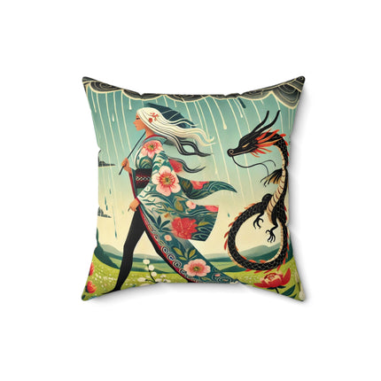 The Dragon Fairy’s Stride Spun Polyester Square Pillow