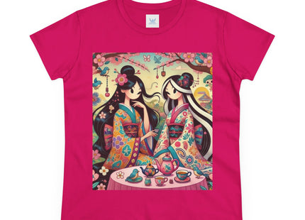Fairies in Kimonos at Tea Among Blossoms Cotton Tee
