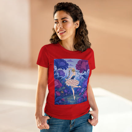 🌸🩰 The Enchanted Garden Ballet Cotton Tee – Art Deco Floral Whimsy