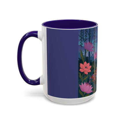 The Lady And The Midnight Birdcage Colorful Mugs – Art Deco Botanical Elegance