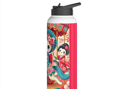 Geisha Kitten's Enchanted Carousel Ride Stainless Steel Water Bottle, Standard Lid