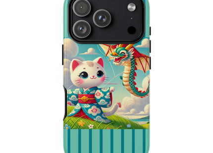 Geisha Kitten and the Dragon Kite Phone Cases