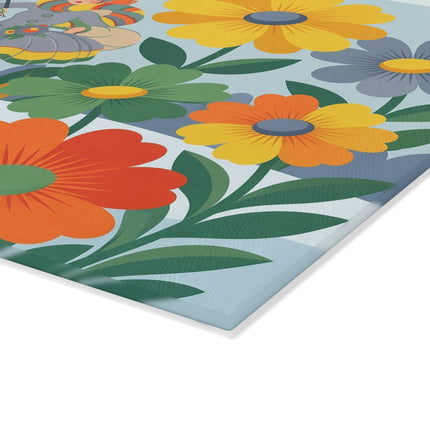 🌼❄️ The Lady Of The Winter Flower Garden Glass Cutting Board – Art Deco Holiday Fantasy