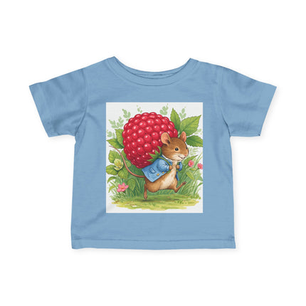 🐭🍓 The Little Raspberry Garden Mouse Infant Fine Jersey Tee – Whimsical Woodland Charm