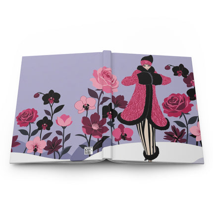 🌹❄️ The Lady Of The Winter Rose Garden Hardcover Journal – Art Deco Floral Elegance