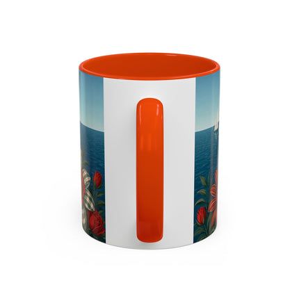 ⛵🌹 The Seaside Rose Traveler Colorful Mug – Art Deco Floral Elegance