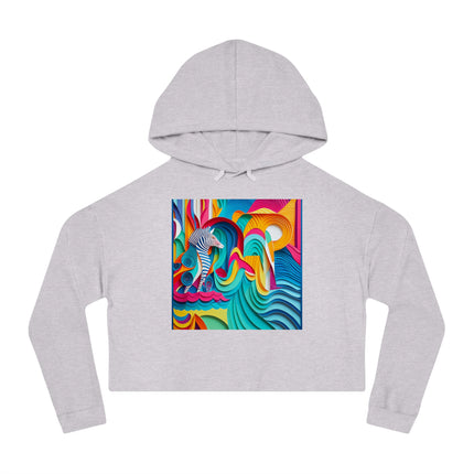 Surfing Zebra Women’s Cropped Hooded Sweatshirt