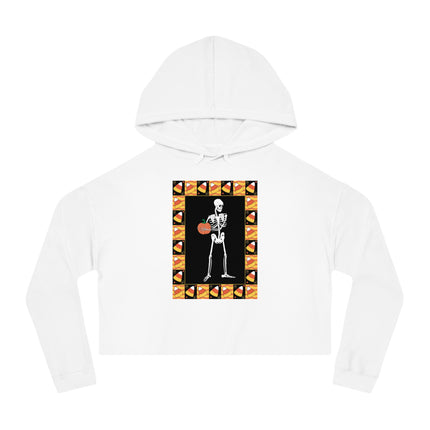 Candy Corn Skeleton Women’s Cropped Hooded Sweatshirt