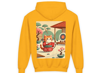 Archer Kitten in the Zen Garden Youth Heavy Blend Hooded Sweatshirt