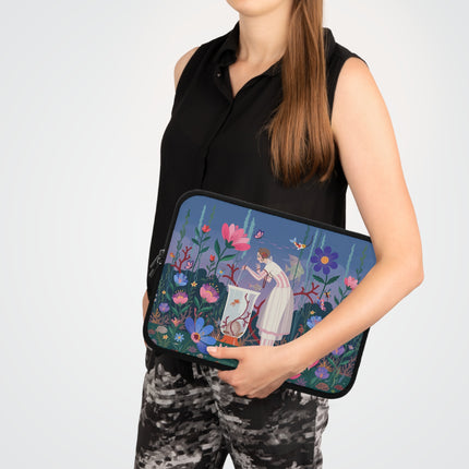 🐠🌸 The Lady of the Underwater Garden Laptop Sleeve – Art Deco Aquatic Fantasy