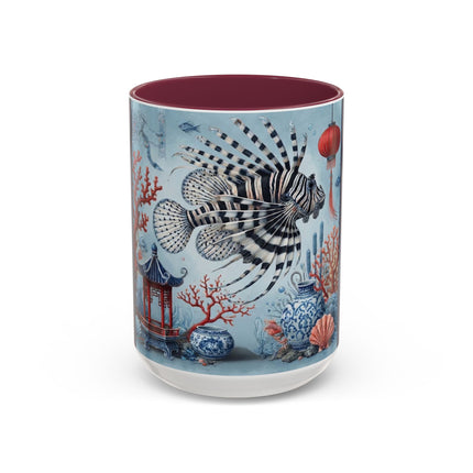 Lionfish & Lantern Colorful Mug – Mystical Ocean & Asian Harmony