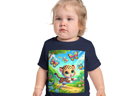 Butterfly Chase Leopard Cub Baby Short Sleeve T-Shirt