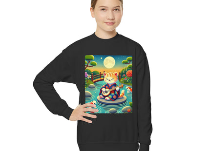 Melodic Kitten by the Koi Pond Youth Crewneck Sweatshirt