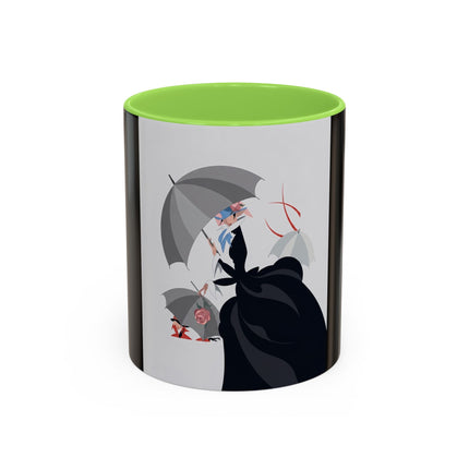The Lady of Silver Umbrellas Colorful Mug (11oz, 15oz) – Art Deco Mystery, Elegant Fashion & Silver Dreamscape