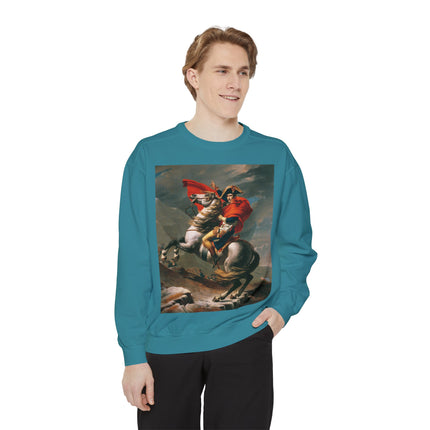 Napoleon Crossing the Alps by Jacques-Louis David Unisex Garment-Dyed Sweatshirt