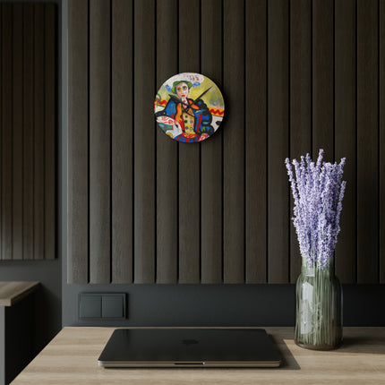 A Mulher by Amadeo de Souza-Carosa Acrylic Wall Clock, Round and Square