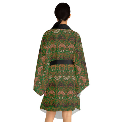 Japanese Fan Pattern by G.A. Audsley Long Sleeve Kimono Robe (AOP)