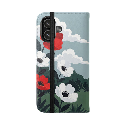 🌺🎩 The Ladies Of The Scarlet Garden Flip Case – Art Deco Floral Adventure