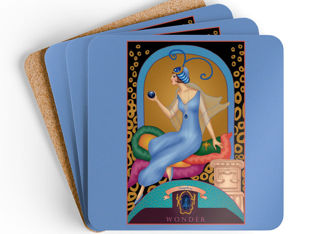Virgo Zodiac Design – September & Sapphire by Sofia Chiostri | Corkwood Coaster Set