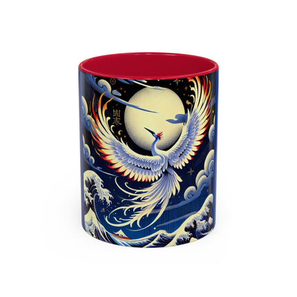 Majestic White Crane Colorful Mugs (11oz, 15oz)