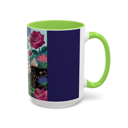 The Lady Of The Lotus Garden Colorful Mugs – Art Deco Botanical Elegance