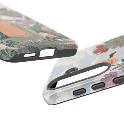 🌹🐈 The Lady And Puss In Boots Phone Case – Art Deco Floral Whimsy