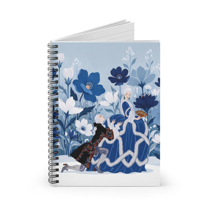 💙🌸 The Lady Of The Blue Flower Garden Spiral Notebook – Art Deco Floral Romance