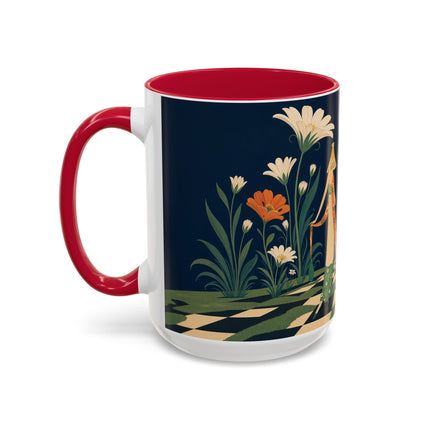 🌼🧡 The Midnight Floral Masquerade Colorful Mug – Art Deco Fashion Fantasy