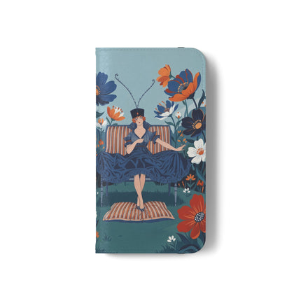 🌺🎩 The Lady Of The Grand Flower Garden Flip Case – Art Deco Floral Fantasy