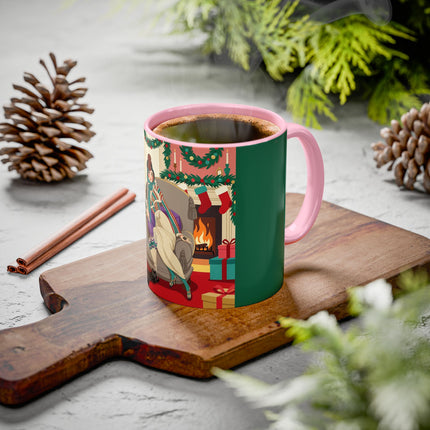 🖤🔥 The Lady Of The Christmas Hearth Colorful Mug – Art Deco Holiday Elegance