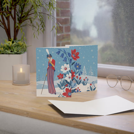 ❄️💙 The Lady Of The Winter Bluebells Greeting Card – Art Deco Holiday Elegance