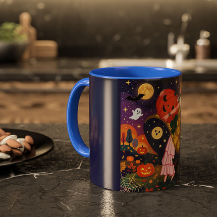 🎃🐈‍⬛ The Pumpkin Moon Embrace Colorful Mug – Whimsical Halloween Charm