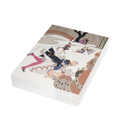 ⛸️❄️ The Grand Winter Skating Mishap Postcard Bundles – Art Deco Winter Whimsy